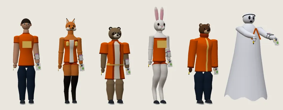 6人のキャラクターが並んで立っている